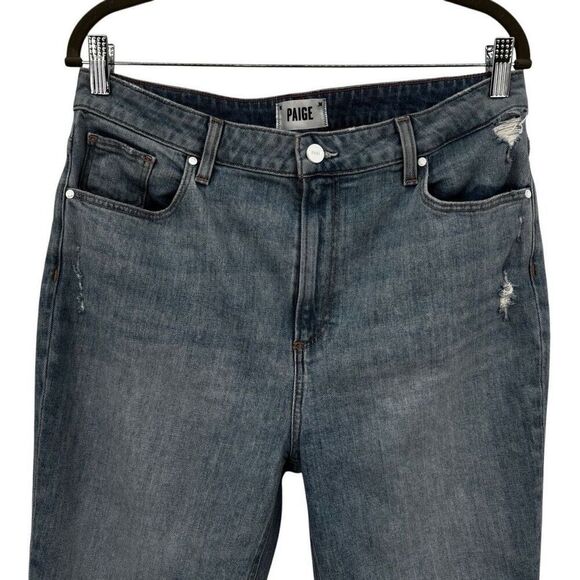 Paige Sarah Slim Distressed Straight Leg Jeans Light Wash Size 32 - Picture 4 of 10